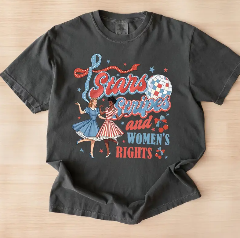 4th of July Feminist Stars Stripes And Women's Rights Shirt, Retro Fourth Of July Shirt, Funny Feminist Graphic Tee, Girl Power USA Shirt