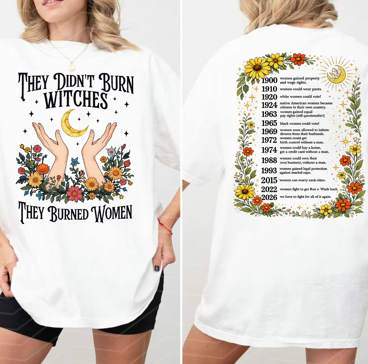 They Didn't Burn Witches They Burned Women Shirt, Women's Rights Shirt, Feminist Shirt, Women Empowerment Shirt, Political Women Floral Tee