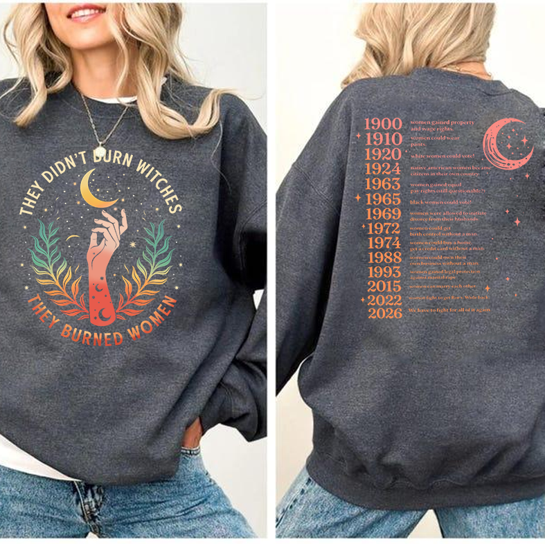 Women’s Rights Timeline Shirt, Feminist History Shirt, Witchcore Empowerment Tee, They Burned Women Design, Celestial Protest Graphic