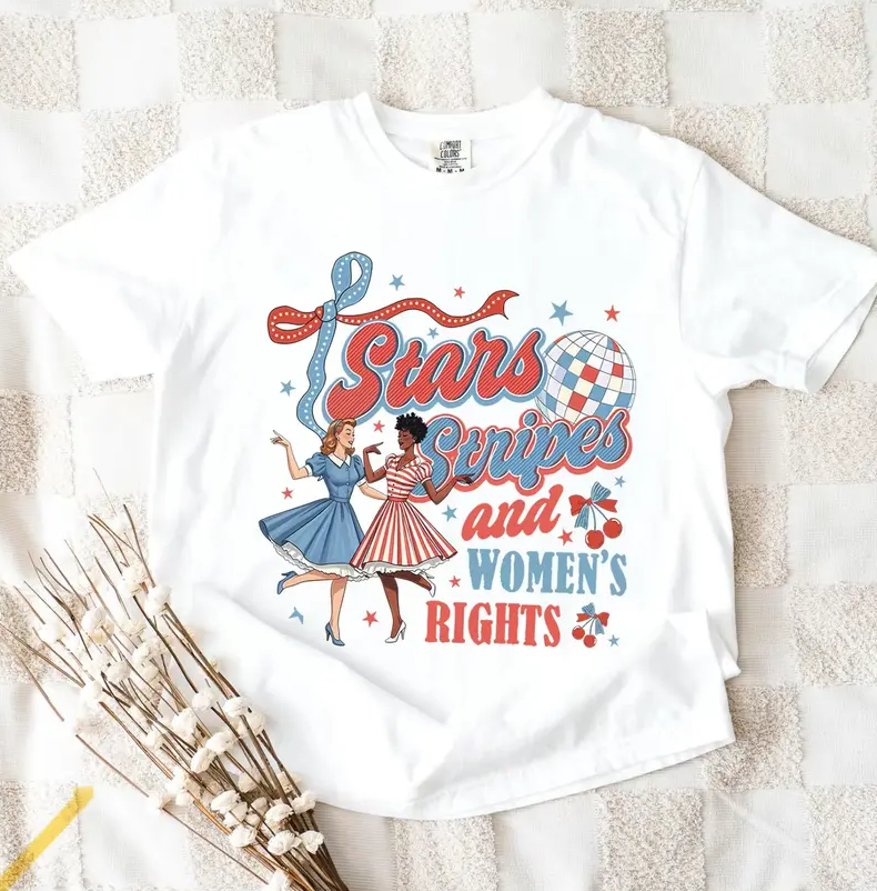4th of July Feminist Stars Stripes And Women's Rights Shirt, Retro Fourth Of July Shirt, Funny Feminist Graphic Tee, Girl Power USA Shirt