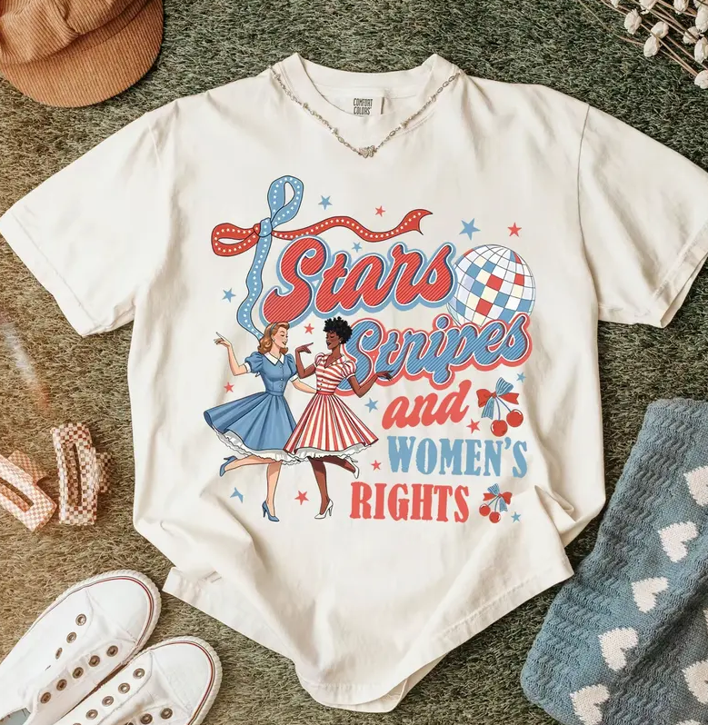 4th of July Feminist Stars Stripes And Women's Rights Shirt, Retro Fourth Of July Shirt, Funny Feminist Graphic Tee, Girl Power USA Shirt