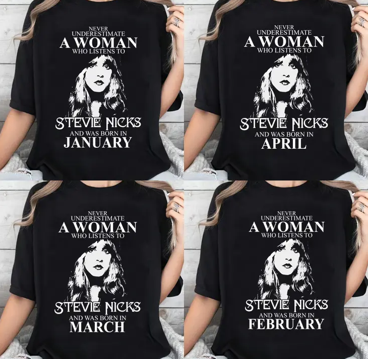 Never Underestimate A Woman Who Listens To Stevie Nicks And Was Born In Jan - Dec T-Shirt