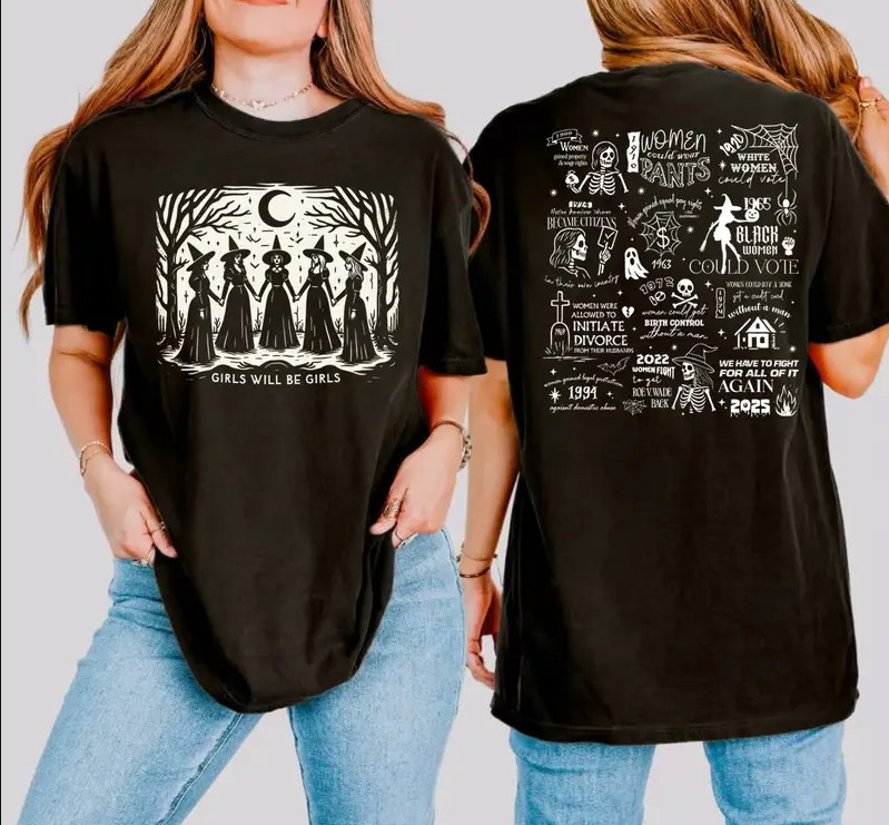 Vintage Girls Will Be Girls Witch Sweatshirt , Funny Witch Vintage Sweatshirt, Vintage Halloween Women Sweatshirt, Witchy Vibes Sweatshirt