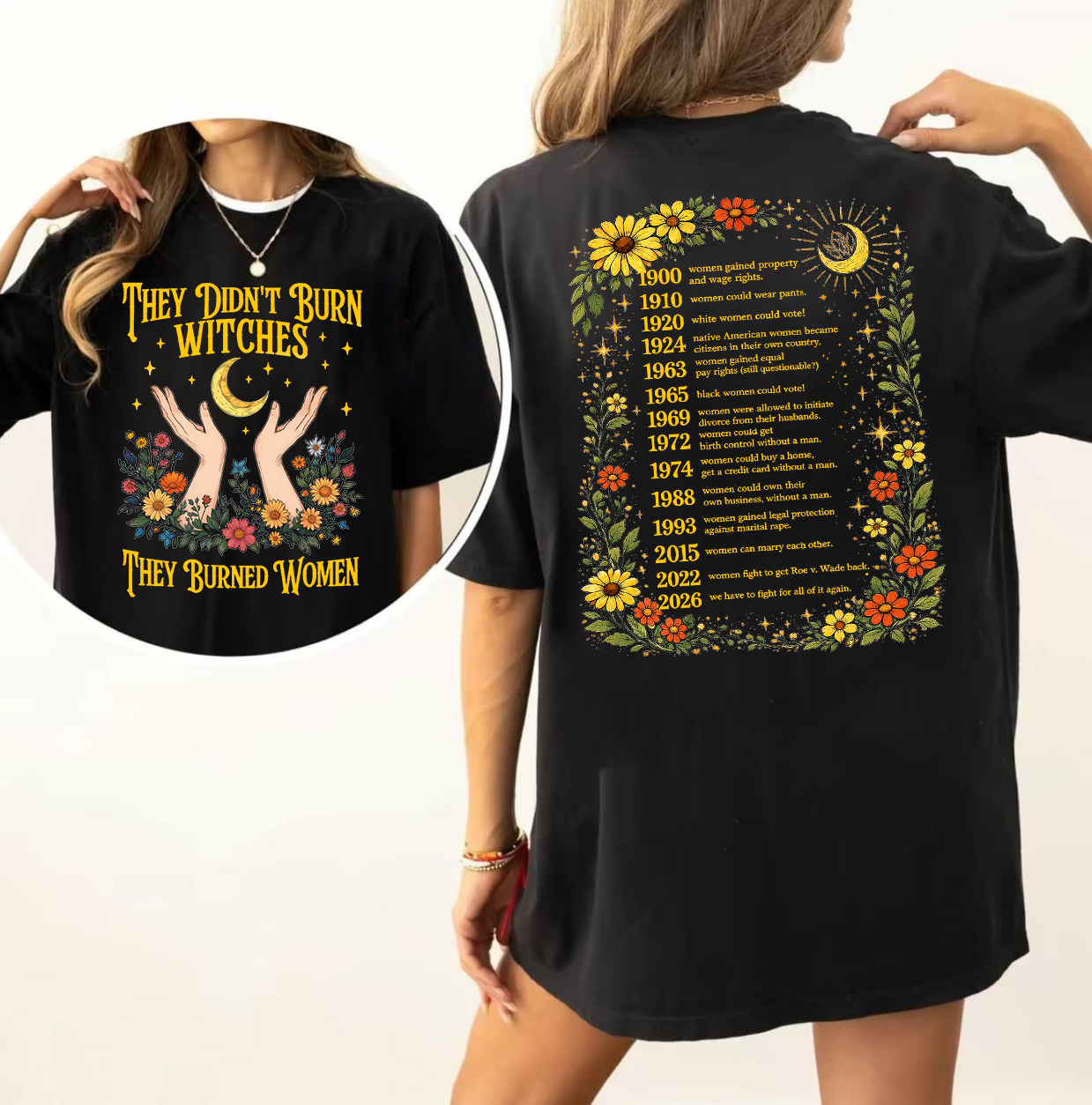 They Didn't Burn Witches They Burned Women Shirt, Women's Rights Shirt, Feminist Shirt, Women Empowerment Shirt, Political Women Floral Tee