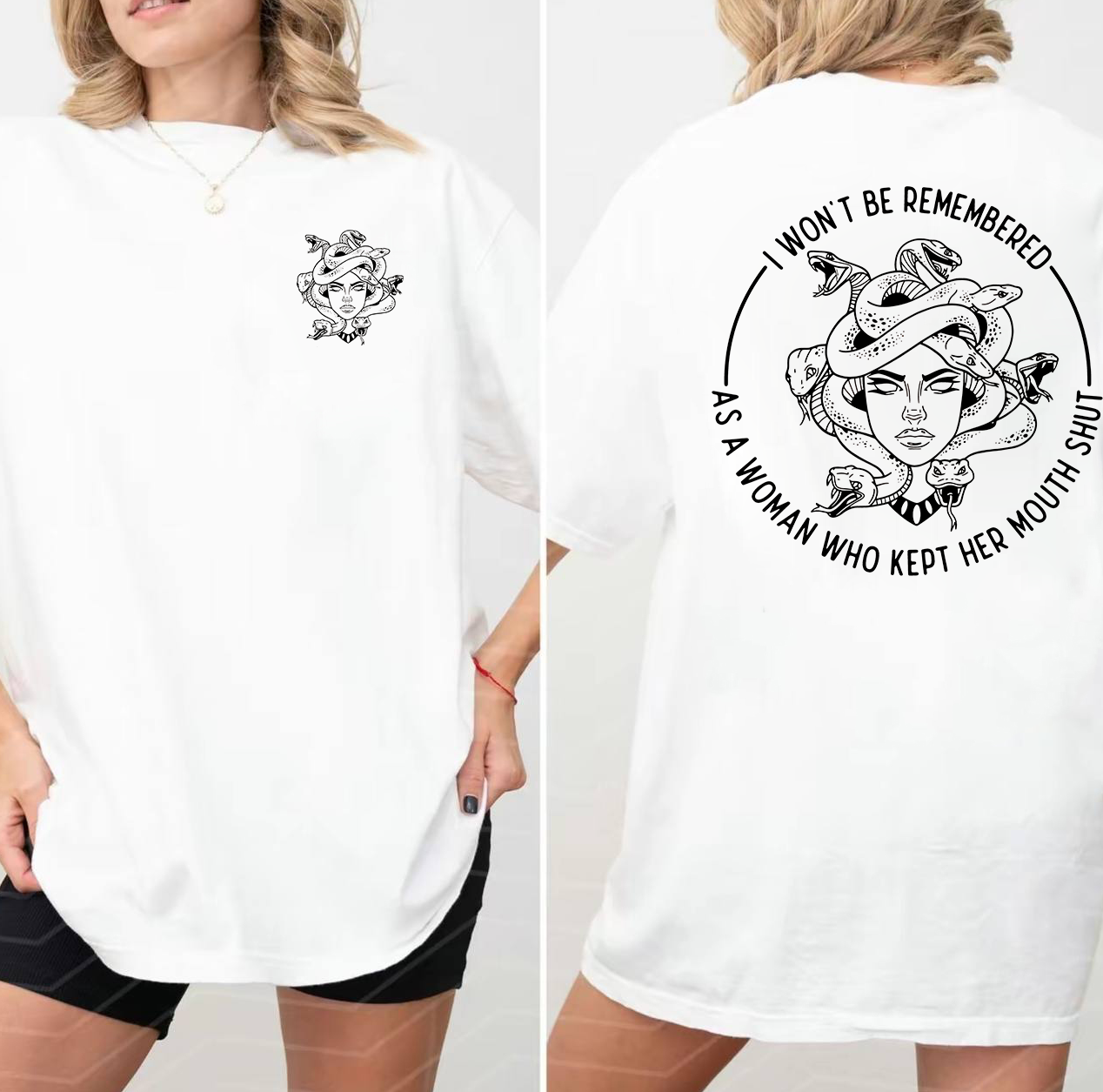 I Won't Be Remеmbered As A Woman Who Kеpt Her Mоuth Shut 2Sided Shirts, Women Powеr Shirts,Feminist Shirt Gift for Her Women Empowerment Shirt